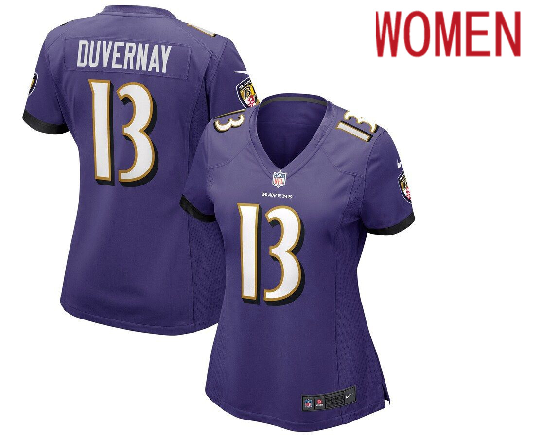 Women Baltimore Ravens 13 Devin Duvernay Nike Purple Game NFL Jersey